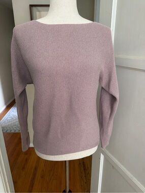 Boatneck Ribbed Knit Sweater in Dusty Mauve